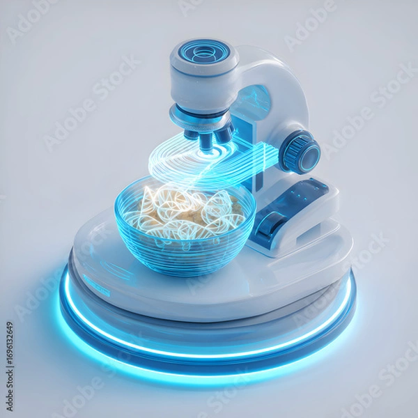 Fototapeta Futuristic Microscope Analyzing DNA: Bio-Tech Innovation Concept.