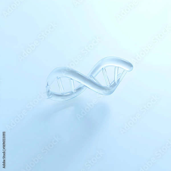 Fototapeta Translucent DNA Strand: A Modern Scientific Visualization on Light Blue Background.