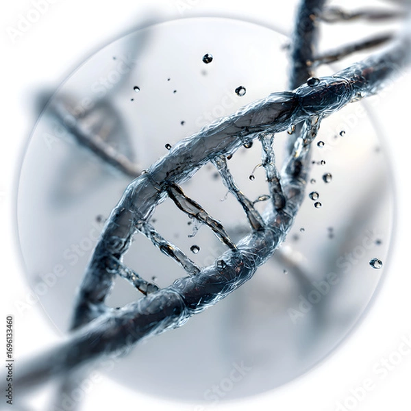 Fototapeta Liquid Crystal DNA Helix with Floating Droplets Under Microscopic Examination.