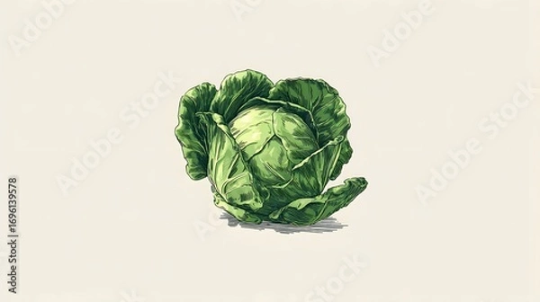 Fototapeta Intricately Illustrated Brussels Sprout Vector on White Background for Contemporary Design Elements