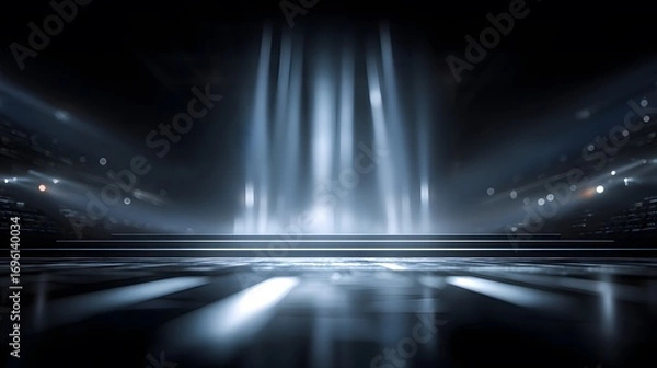 Fototapeta Abstract Futuristic Stage Arena with Dynamic Lighting Effects and Minimalistic Empty Design