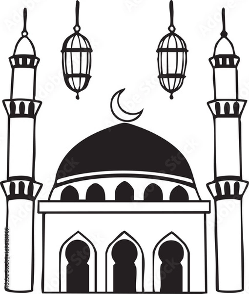 Fototapeta Islamic Mosque Vector Design for Ramadan and Eid
