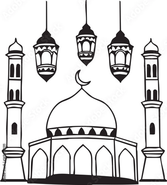 Fototapeta Islamic Mosque Vector Design for Ramadan and Eid