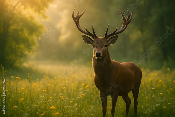 Obraz majestic deer on summer forest