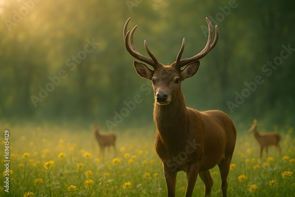 Obraz majestic deer on summer forest