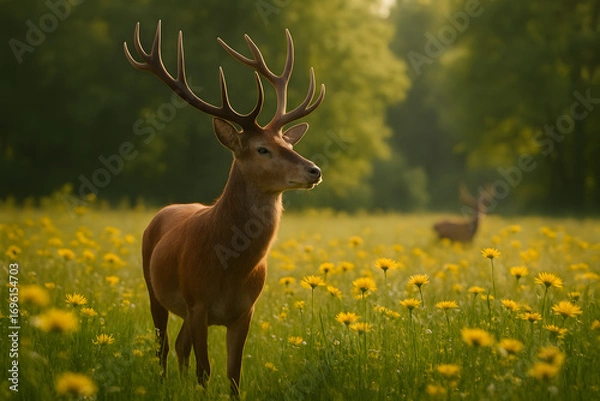 Obraz majestic deer on summer forest