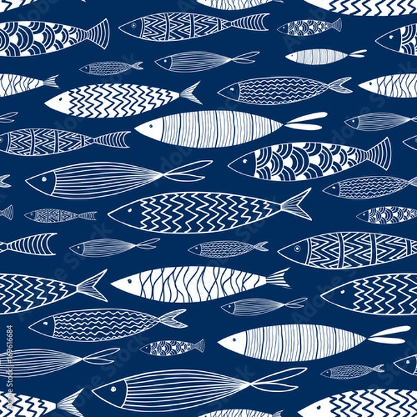 Fototapeta Seamless pattern of ornamental fish