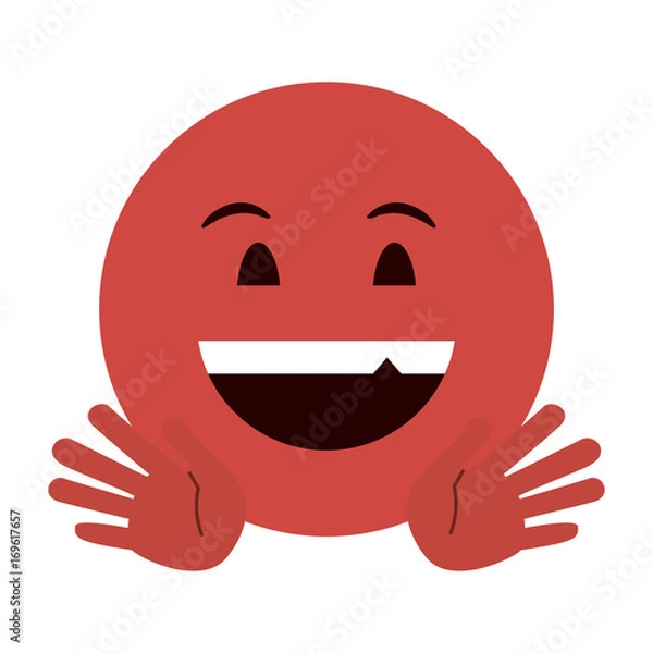 Obraz happy open hands emoji instant messaging  icon image vector illustration design 