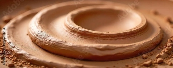 Obraz Close-up view of smooth, moist pottery clay, ready for sculpting Various shades of earthy brown and beige are visible, highlighting the natural texture , art, earthtone, smooth