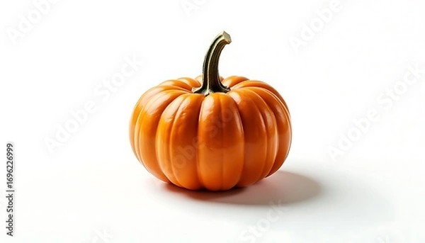 Fototapeta Orange pumpkin on white background with copy space