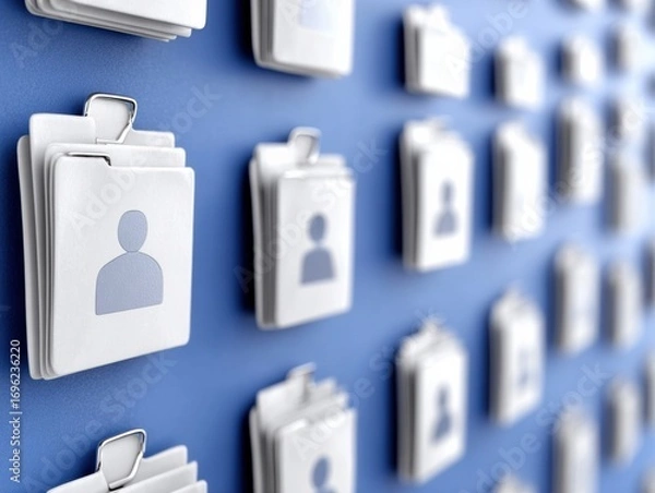 Fototapeta Digital Profile Network: A digital profile network of icons against a vibrant backdrop, inviting a sense of modern communication and information, fostering unity in the global network. 
