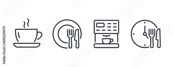 Fototapeta Lunch break editable stroke outline icon isolated on white background flat vector illustration. Pixel perfect. 64 x 64.