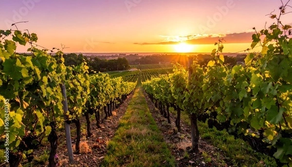 Obraz Vineyard at sunset