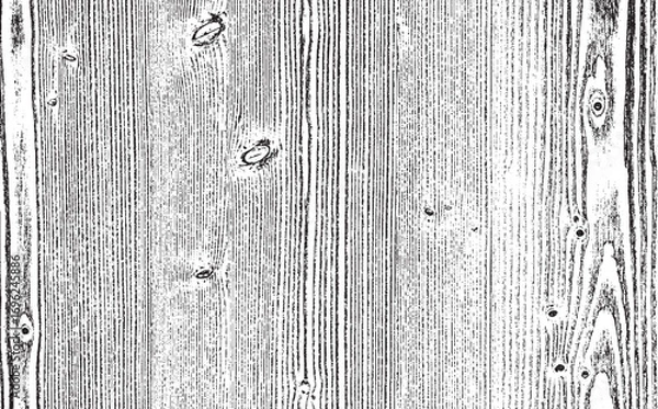Fototapeta Distressed wood grain texture black and white vector background vintage pattern