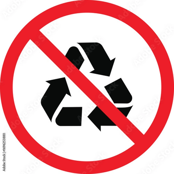 Fototapeta Do not recycle symbol. sign isolated on white background. Vector illustration