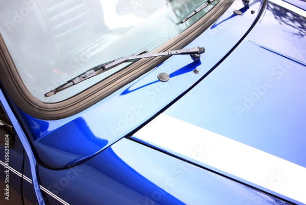 Obraz Oldtimer blau mit Scheibenwischer Chrom