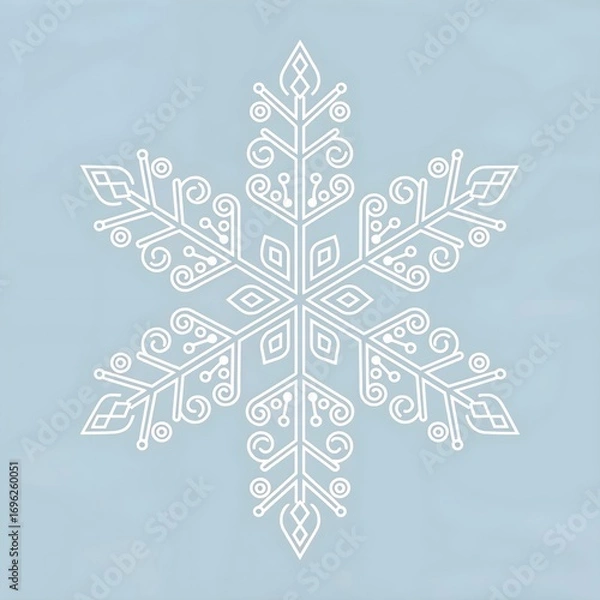 Fototapeta Intricate snowflake design showcasing elegant patterns on a soft blue background perfect for winter themes or festive decorations