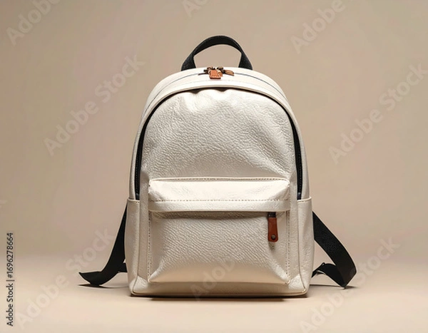Obraz Small white backpack with black zipper