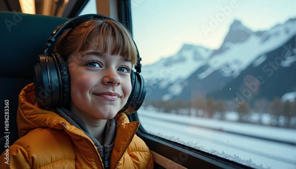 Fototapeta Travelling Child Enjoying Journey