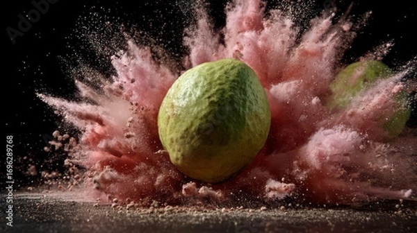 Obraz Exploding guava, pink powder explosion