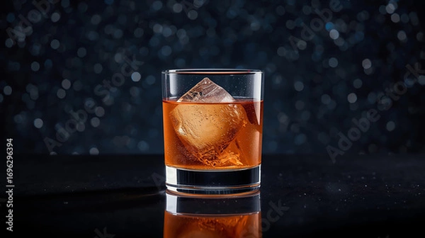 Fototapeta 宙を映す琥珀色のグラス