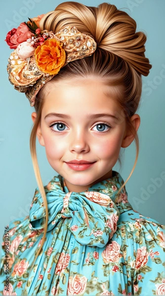 Obraz female child fashion model portrait. generative ai