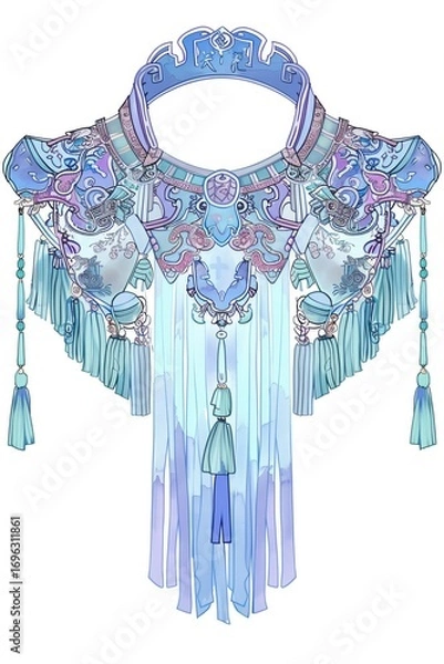 Obraz Intricate Traditional Garment with Pastel Tones and Elaborate Fringe Design