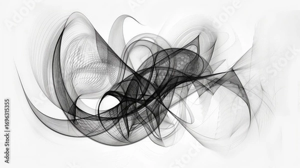 Obraz Abstract Monochrome Swirls: Dynamic Interplay of Curves and Shadows