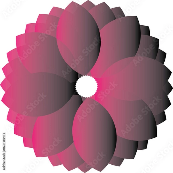 Obraz abstract round 3d bloom like shape with pink and dark gradient smooth petals