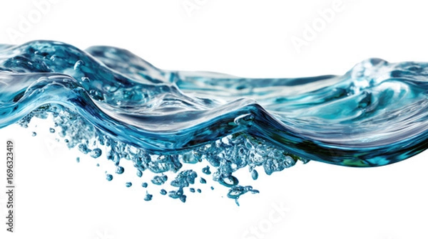 Fototapeta Liquid Transparency: Capturing the dynamic interplay of water, with vibrant blue hues and a sense of ethereal purity, inviting viewers to appreciate the essence of nature's vital essence.