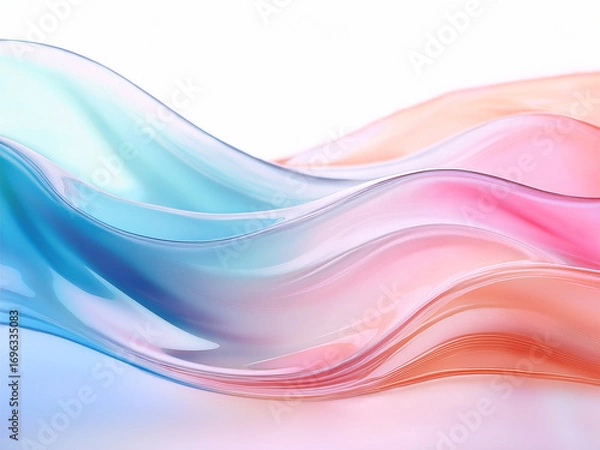 Obraz 淡くカラフルなウェーブ模様の背景素材　グラデーション背景