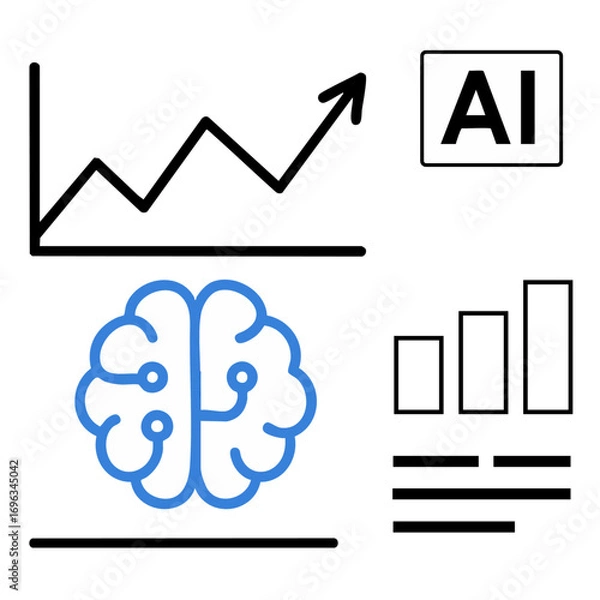 Fototapeta AI Big Data Analysis Charts Interpreting Information – Vector Illustration