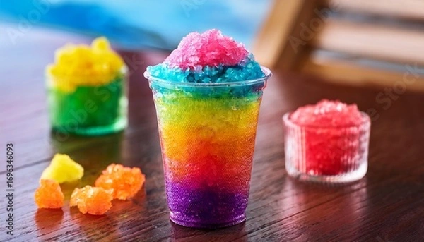 Obraz colorful crushed ice slushy drink in a glass cup