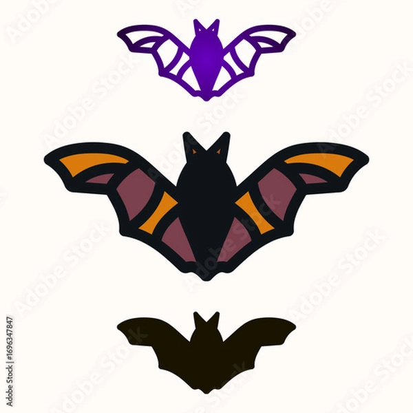 Fototapeta ILLUSTRATION BAT BROWN ORANGE PASTEL COLOR SIMPLE DESIGN LOGO ICON TEMPLATE VECTOR GOOD FOR HALLOWEN ELEMENT
