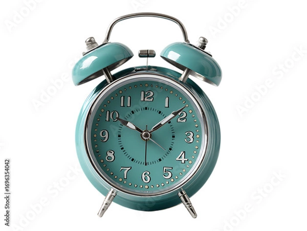 Fototapeta teal alarm clock in middle page