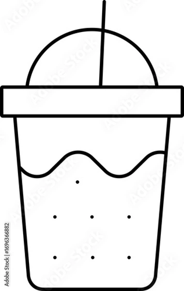 Fototapeta Isolated Soft Drink Glass Served with Straw Icon in Stroke Style.