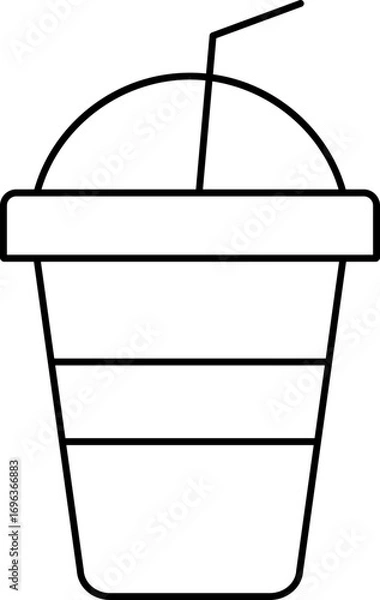 Fototapeta Isolated Soft Drink Glass Served with Straw Icon in Stroke Style.