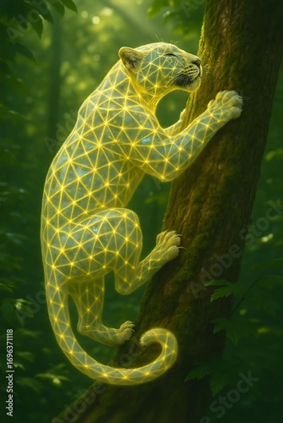 Obraz 木登りする神秘の豹