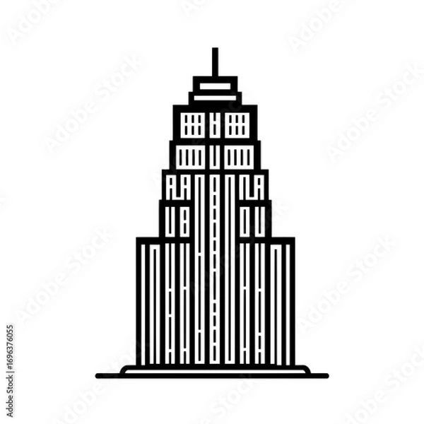 Obraz Black and white cityscape vector illustration set of urban city and skyscraper silhouettes