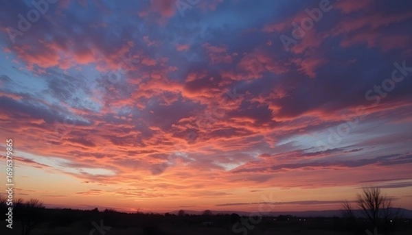 Fototapeta Colorful Sunset Clouds – Vibrant Dusky Sky Landscape with Warm Evening Glow