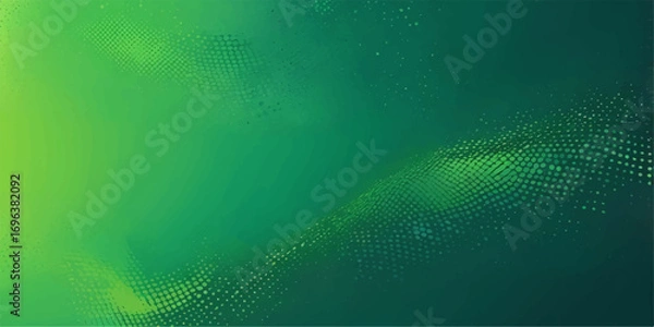 Fototapeta Bright digital illustration of an abstract green background with futuristic geometric lines and a subtle grid pattern