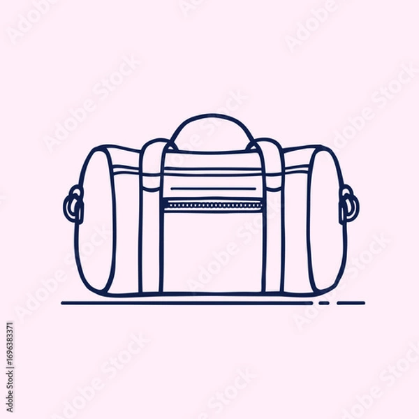 Obraz Tea and coffee cup icons, travel bag and suitcase vector set for business trip illustrations
