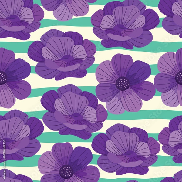 Fototapeta Floral seamless pattern with leaves with horizontal abstract line. tropical background	
