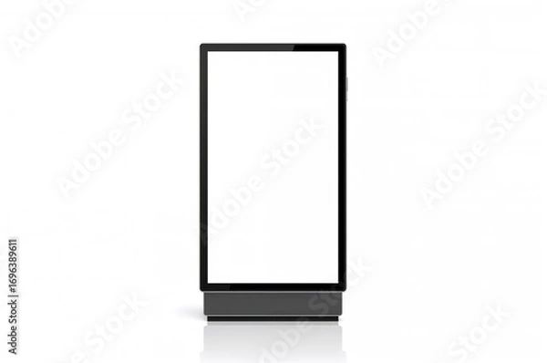 Fototapeta Vertical blank touchscreen display board from the front isolated on a white backdrop