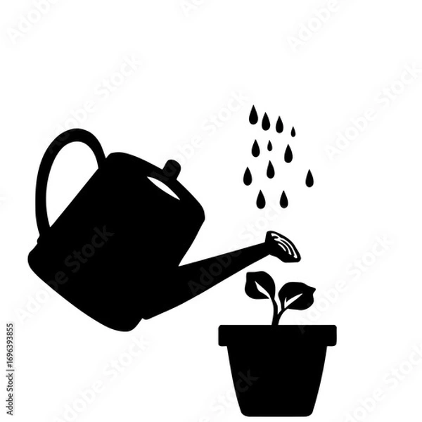 Obraz Vector illustration of a watering can, a garden