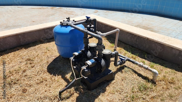 Fototapeta Pool filtration with automatic treatment systems
