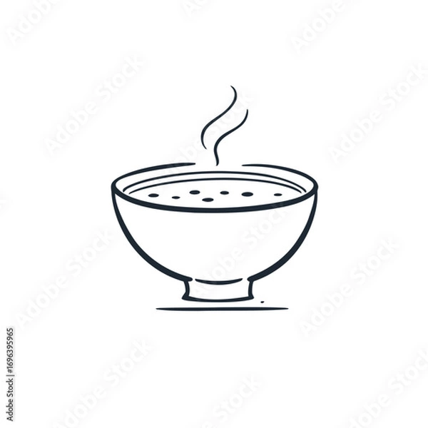 Obraz A vector icon of a cup of hot, steaming cappuccino or espresso with a saucer, perfect for a cafe or breakfast design