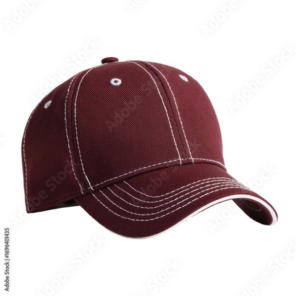 Obraz Maroon baseball cap with white stitching