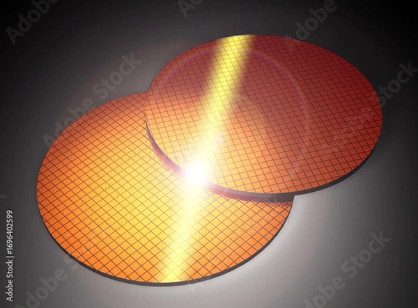 Fototapeta シリコンウェハーのイメージイラスト