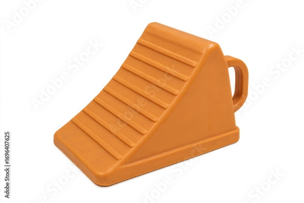 Obraz Orange wheel chock on transparent background ensuring safety